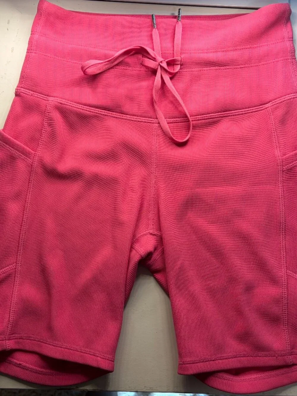 Move Theology Ribbed Bike Short Set Hot Pink Activewear 2-Piece